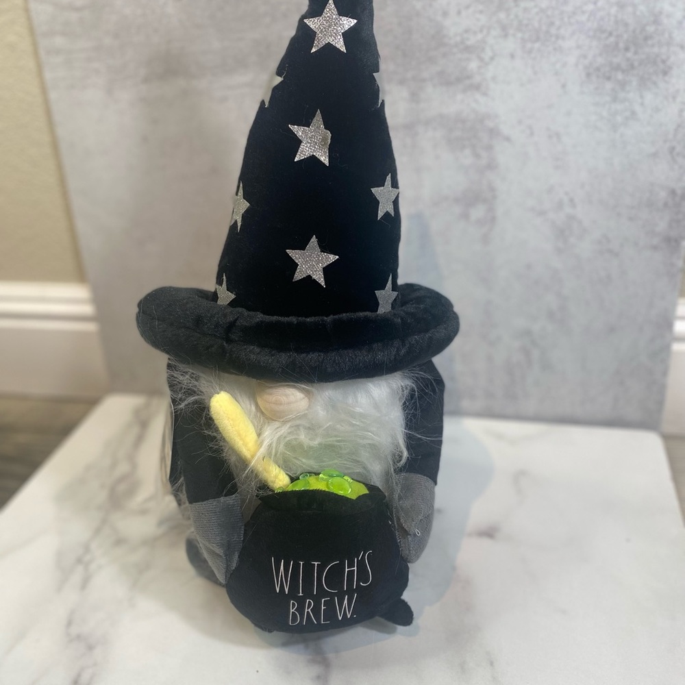 Rae Dunn Halloween 20” Witch Gnome Holding Cauldron “Witch’s Brew”